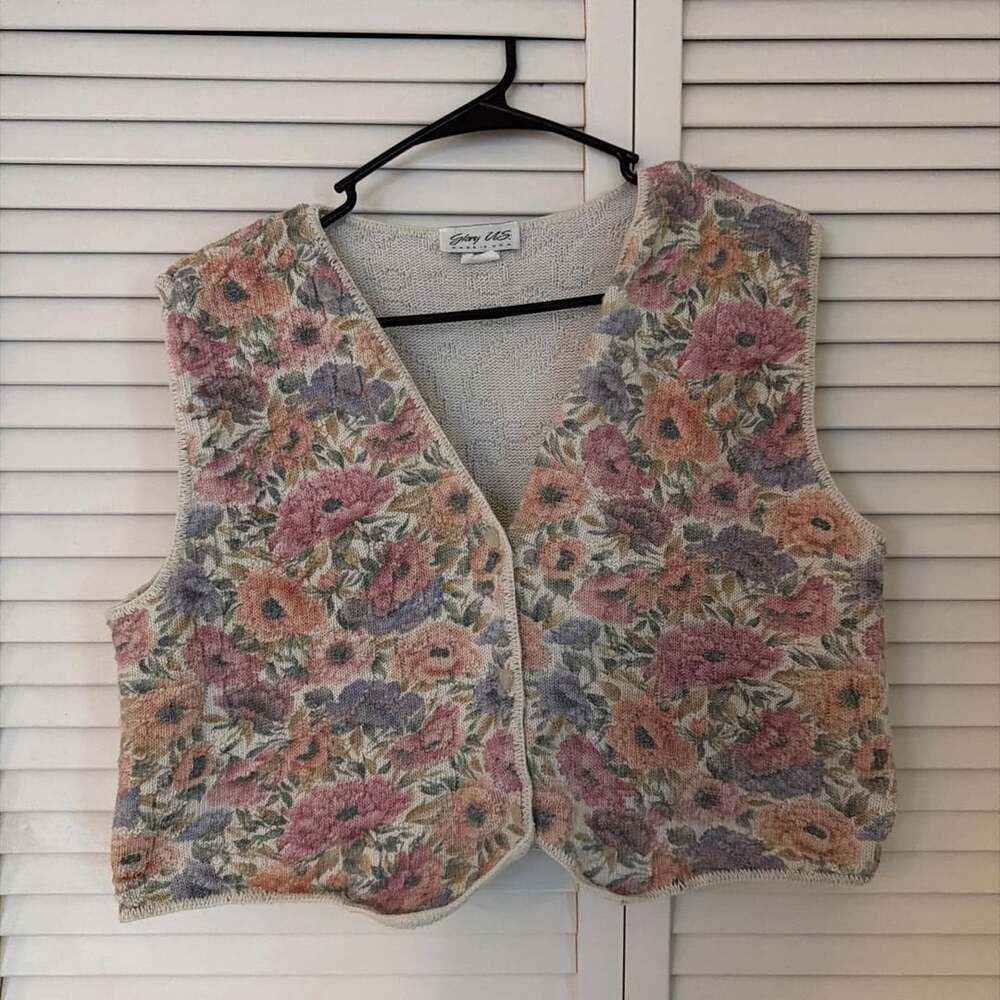 Vintage GLORY U.S. Floral Tapestry Vest